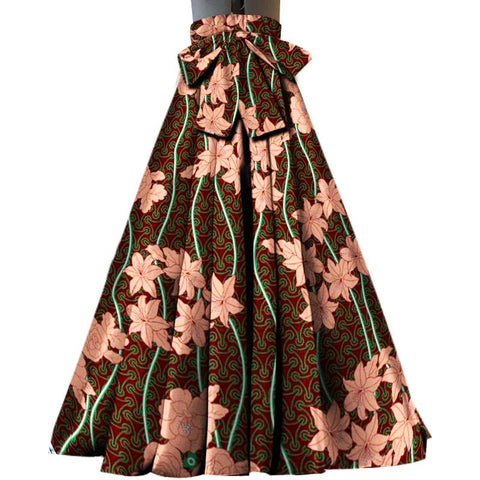 African High Waist Clothing Ankara Long Skirt-WF01661-Veeddydropshipping