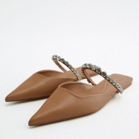 Strap Bling Low Heel Slippers Fashion Pointed Toes Slingback-BS00898-Veeddydropshipping
