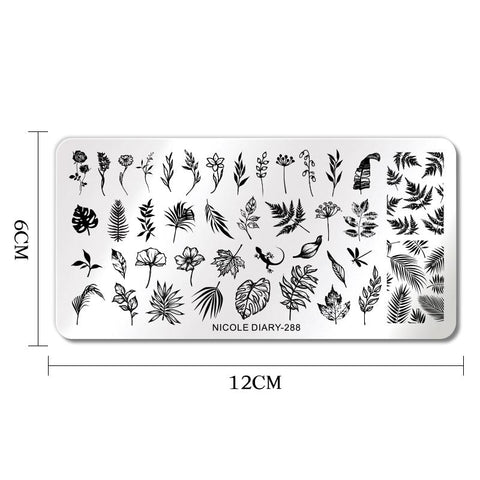 Flower Leaves Nail Stamping Plates Leaf  Nail Art Tools-BH00972-Veeddydropshipping