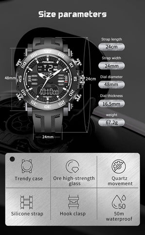 Watch 50m Waterproof Wristwatch Quartz Clock Sport Watch-JW00813-Veeddydropshipping