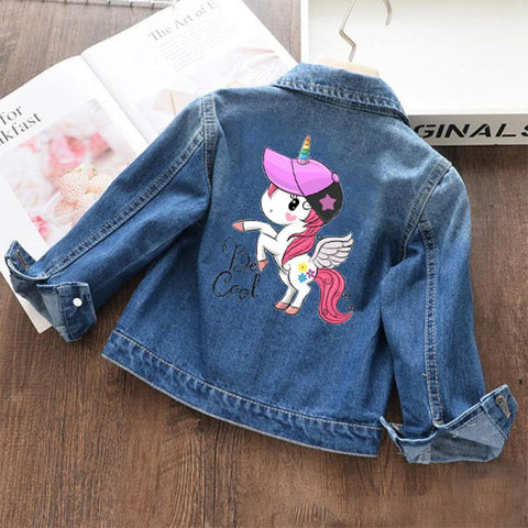 Fashion Girls Cartoon Unicorn Denim Jacket-Veeddydropshipping