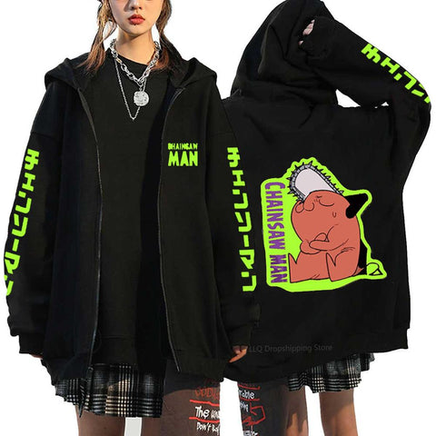Anime Chainsaw Man Sweatshirts Denji Hooded Hoodies Makima Zipper Jacket-TB01338-Veeddydropshipping