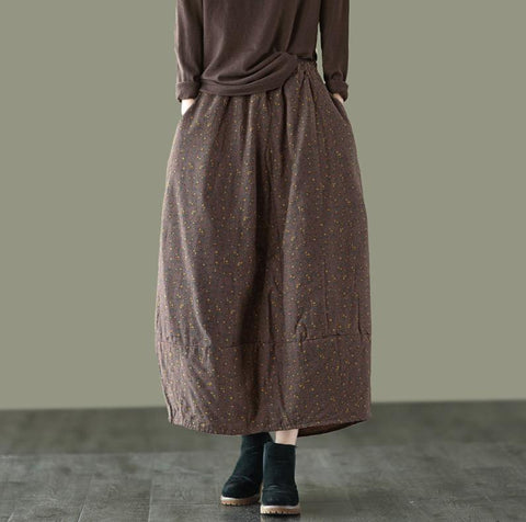 Women Retro Print Loose Thick Fashion A-Line Skirts-WF00445-Veeddydropshipping