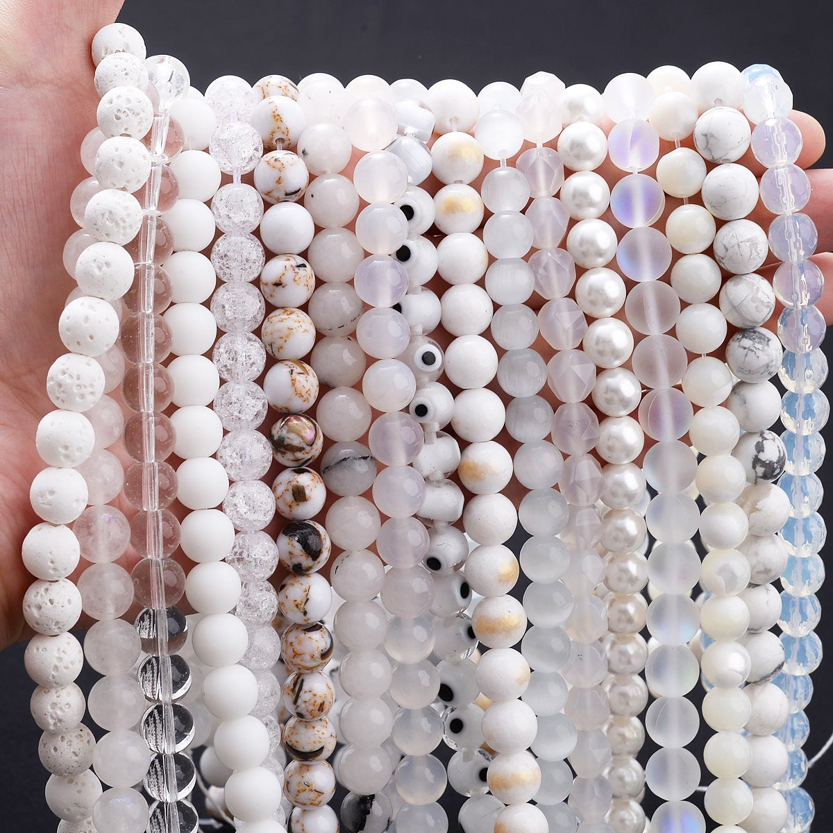 Natural Agates Jades Crystal Stone Beads Round Spacer Beads-JW01518-Veeddydropshipping