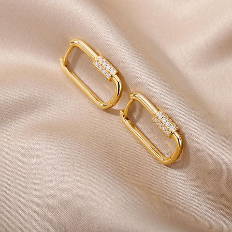 Stainless Steel Square Earrings For Women  Cubic Zirconic -JW01434-Veeddydropshipping