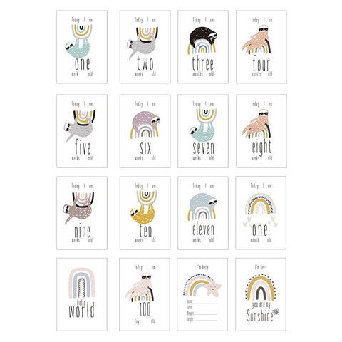 16Pc Baby Milestone Cards Month Sticker Baby Photography Milestone-TB00778-Veeddydropshipping