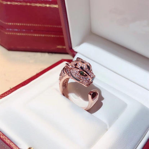 Leopard Head Rings  Cubic Zirconia Stone Animal Panther Ring  -JW00396-Veeddydropshipping