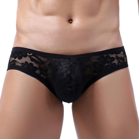 Lingerie Lace Underwear Bulge Pouch Briefs Bikini Transparent-MF01521-Veeddydropshipping