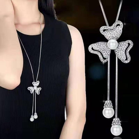 Crystal Zircon Sun Flower Sweater Chain Long Necklace Jewelry for Women-JW01338-Veeddydropshipping