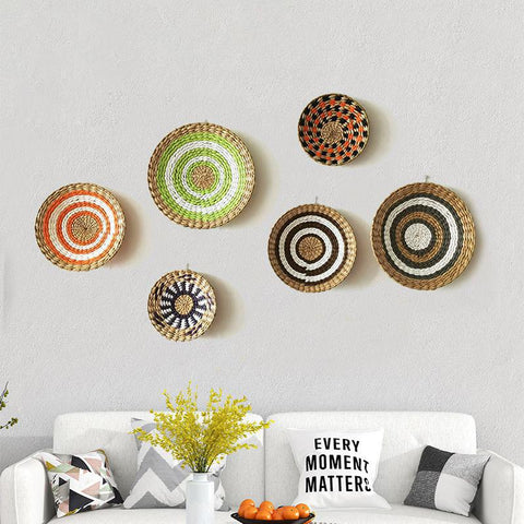 Straw Round Wall Decoration Pendants Creative-HA00211-Veeddydropshipping