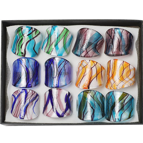 12Pcs Style Glass Ring Valentine Fashion Jewelry -JW00418-Veeddydropshipping