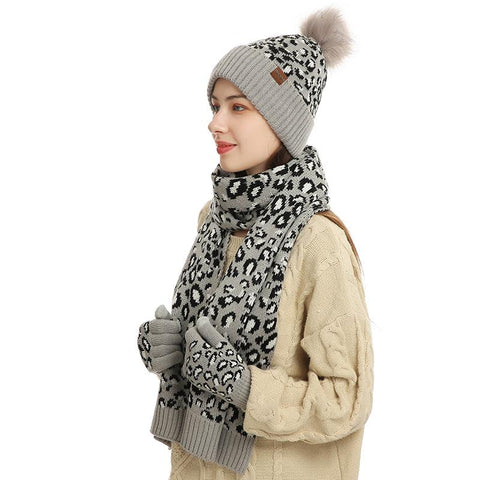 Women Glove Knitted Hats Set-WF01146-Veeddydropshipping