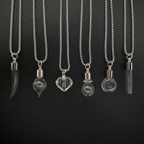 DIY Water Drop Chain Necklace Unisex Crystal Perfume Bottle Blood-JW01283-Veeddydropshipping