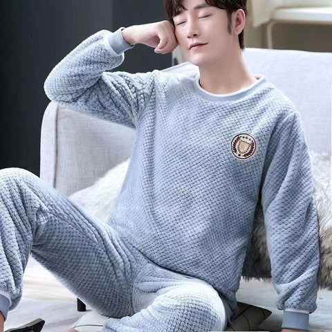 Sets Thick Warm Winter Sleepwear Plus Size Long Sleeve Round Nec-MF01585-Veeddydropshipping
