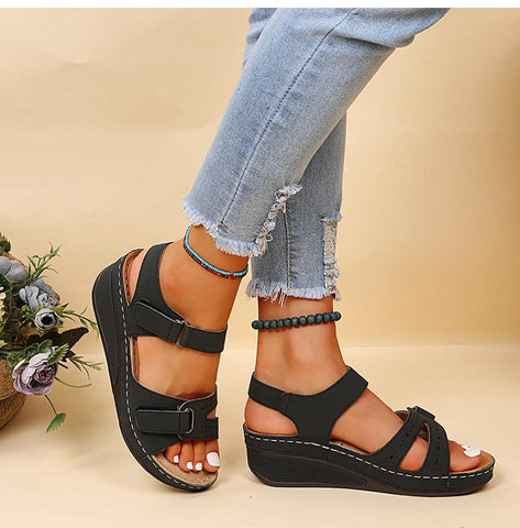 Woman Comfortable Sandals Ladies Lightweight Wedge Sandals-BS00819-Veeddydropshipping