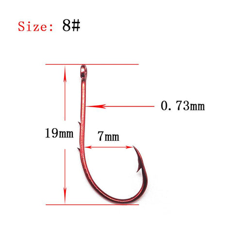 100 pcs High Carbon Steel Fishing Hook Double Barb Red Covering Fishhook -OS00440-Veeddydropshipping