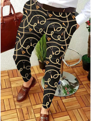 suit pants zipper casual pants retro pattern printing straight-MF00375-Veeddydropshipping