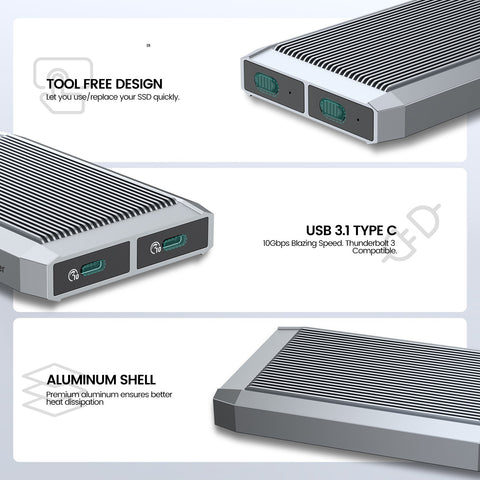 Dual  SSD Enclosure  Blazing  Thunderbolt   Compatible-CO00937-Veeddydropshipping