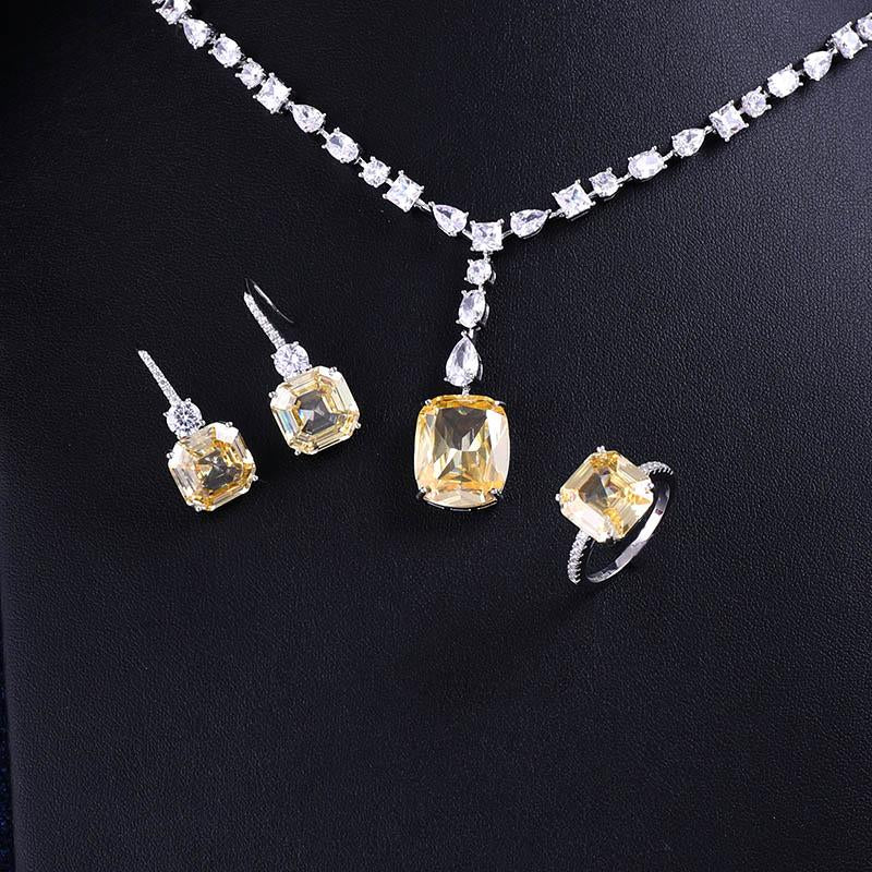 zirconia water drop fashion earring necklace jewelry sets -JW00236-Veeddydropshipping