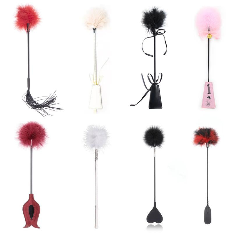 Flirt Tickle Erotic Feather with Fetish Punish Leather Spank Whip for Men Women -BH01336-Veeddydropshipping