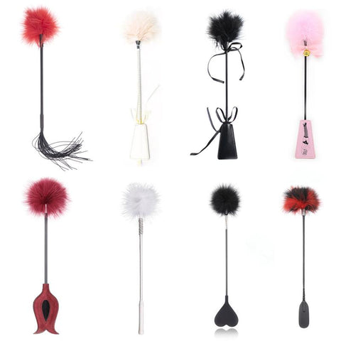 Flirt Tickle Erotic Feather with Fetish Punish Leather Spank Whip for Men Women -BH01336-Veeddydropshipping