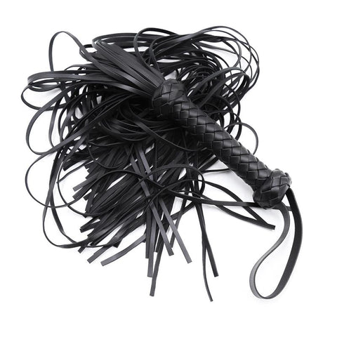 Fetish Black&amp;Red PU Leather Whip Flogger Handle Spanking Paddle Knout -BH01312-Veeddydropshipping