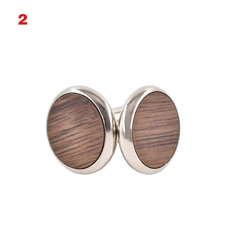 1 Pair Trendy Round Walnut Wood Cufflinks Cuffs Men Shirt -JW01315-Veeddydropshipping