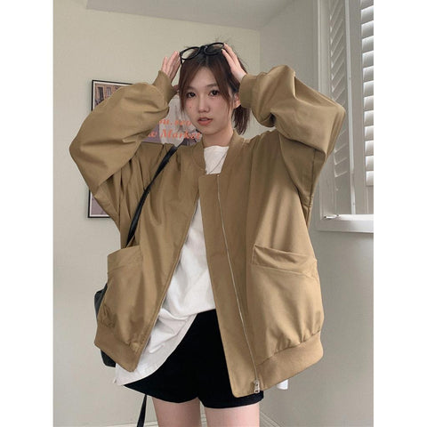 Woman Casual Jacket Oversize Collar Long Sleeve Jacket-WF00280-Veeddydropshipping