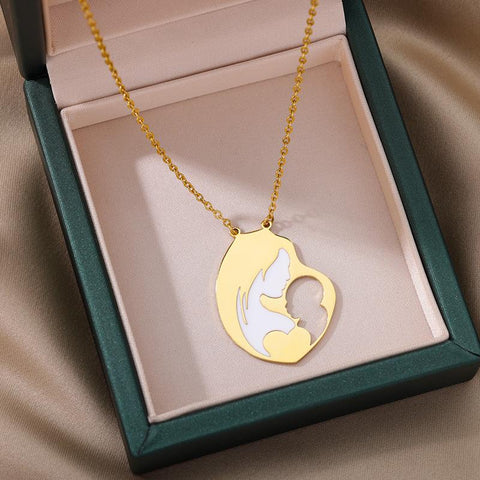 Pendants Necklace Child Pregnant Heart Stainless Steel  Jewelry-JW01222-Veeddydropshipping