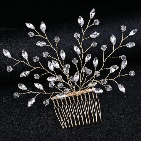 Wedding Head Flower Crystal Pearl Hair Combs -JW00445-Veeddydropshipping