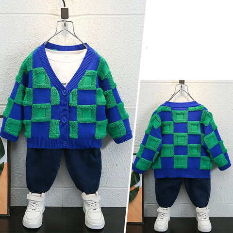Boys Plaid Pattern Coat Kids Spring Autumn Outerwear-TB01178-Veeddydropshipping