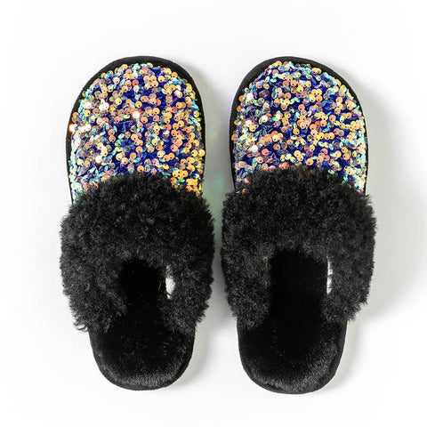 Women Blingbling Slippers Women Sequins Plush-BS01260-Veeddydropshipping