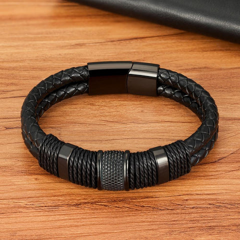 Leather Rope Wrap Special Style Classic Stainless Steel -JW00257-Veeddydropshipping