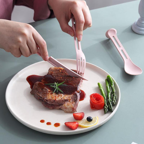 Travel Cutlery Set Wheat Straw Knife Fork Spoon-HA01329-Veeddydropshipping