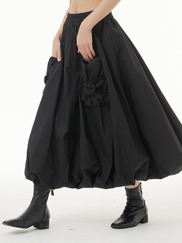 High Elastic Waist Pocket Casual Half-body Skirt-WF00450-Veeddydropshipping