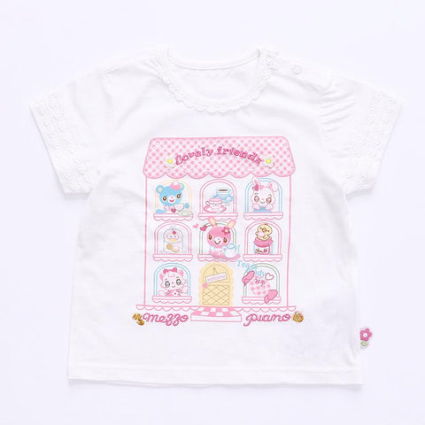 Kids Girl Cartoon Print Embroidered Short T-shirt-TB00924-Veeddydropshipping