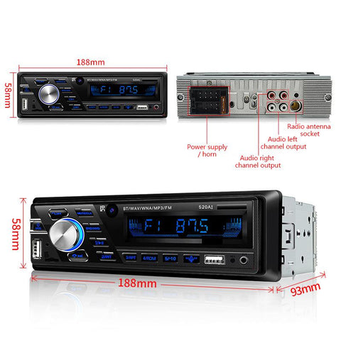 AZGIANT 12V 24V ISO Bluetooth Car Stereo FM Radio MP3 Audio Player-AM00643-Veeddydropshipping
