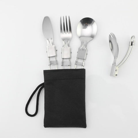 Tableware Stainless Steel Foldable Fork Spoon Knife Picnic Camping-OS01262-Veeddydropshipping