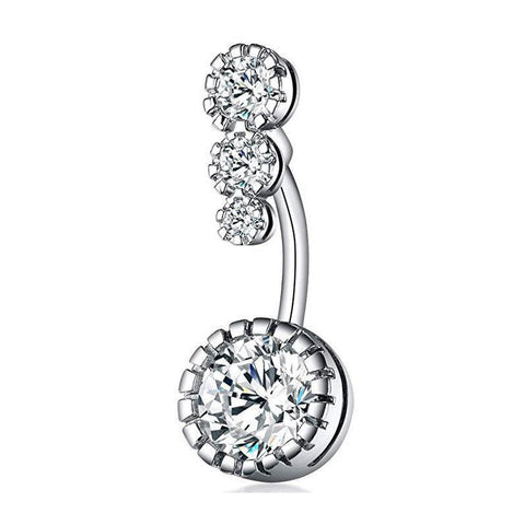 1PC Heart Belly Button Ring Steel Cz Cute Ring Women Body Jewelry-JW01369-Veeddydropshipping