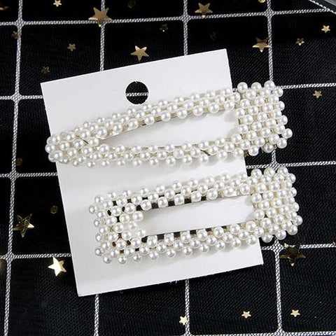 Fashion Pearl Hair Clip Snap Button Hair Pins for Women  -JW00504-Veeddydropshipping