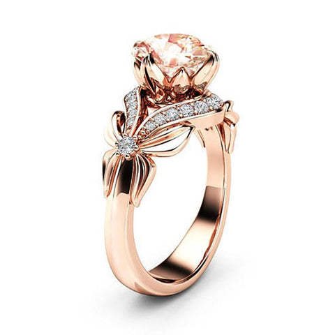 18K Rose Gold Ring Gemstone Wedding Ring for Women-JW00012-Veeddydropshipping