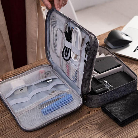 3 Tier Portable Wire USB Line Holder Bag Travel Power Bank Earphone Line Organizer Box-PA00916-Veeddydropshipping
