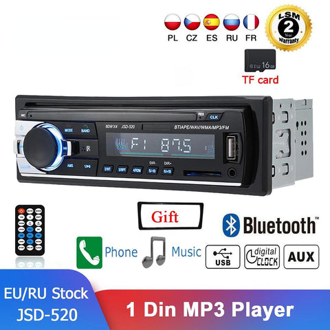 JSD-520 Car Radio In Dash 1 Din Tape Recorder MP3 Player FM Audio-AM00639-Veeddydropshipping