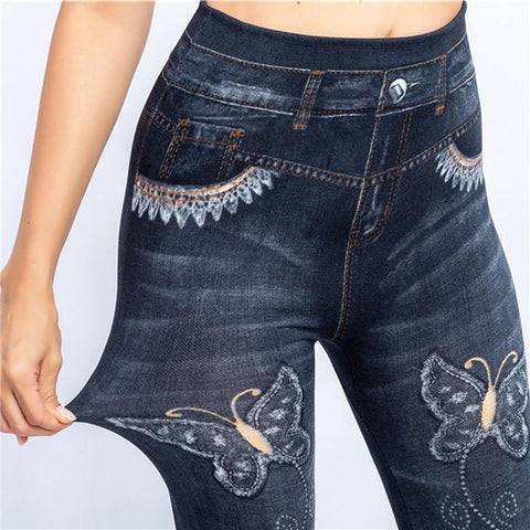 Women High Waist Fake Jeans-Veeddydropshipping