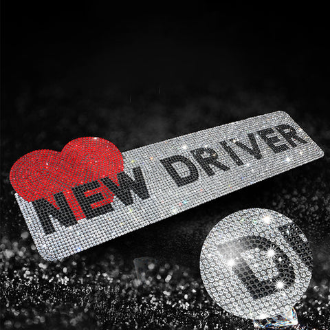 Dazzling Rhinestone Safety Sign For Student Teen Driver-AM00908-Veeddydropshipping