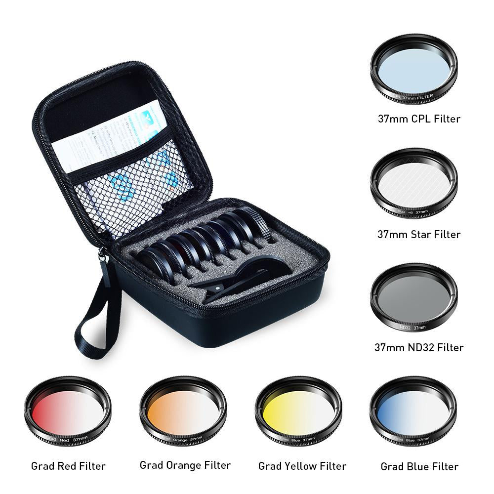 APEXEL 37mm 7in1 Gradient Filter Lens Kit Gradual-PA01218-Veeddydropshipping