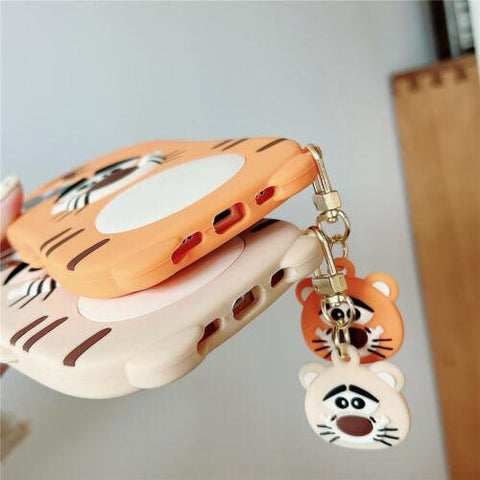 For iPhone 13 Pro Max 12 11 XS XR X 8 7 Case Cartoon 3D Tiger Shockproof Cover-PA00166-Veeddydropshipping