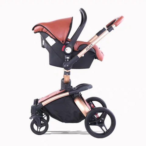 Baby Stroller 3 in 1 Luxury Pram For Newborn Carriage PU leather-TB00356-Veeddydropshipping
