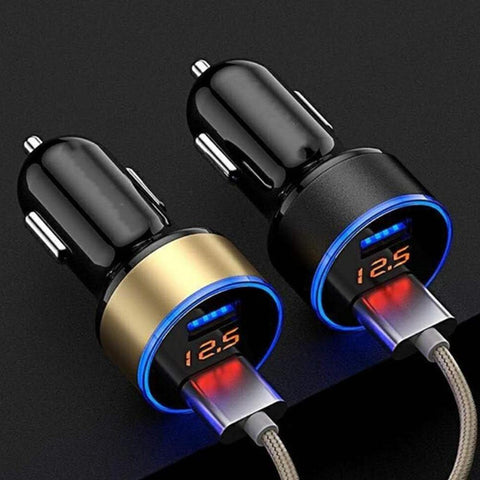 3.1A QC3.0 2 USB Car Charger 12-24V LED Digital Car Adapter-PA01124-Veeddydropshipping