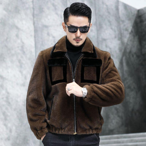 Men 2023 Autumn Winter Fashion Sheep Shearing Jackets Male Leopard-TB01232-Veeddydropshipping
